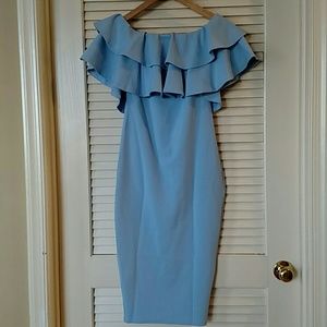 Boohoo Maternity Megan Ruffle Midi Dress